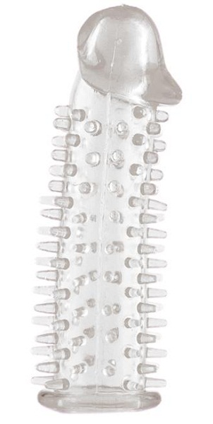 Прозрачная насадка на половой член с закрытой головкой и шипами - 12,5 см. - Toyfa Basic - в Камышине купить с доставкой