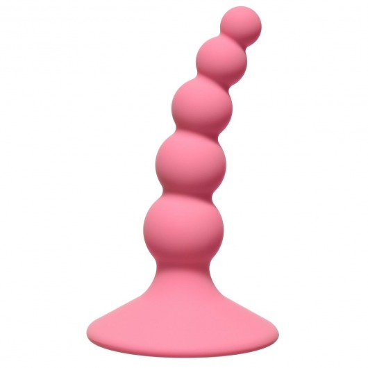 Розовая анальная пробка Ribbed Plug Pink - 10,5 см. - Lola Games