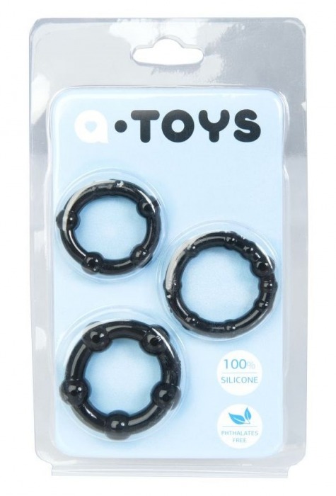 Набор из 3 чёрных эрекционных колец A-toys - A-toys - в Камышине купить с доставкой