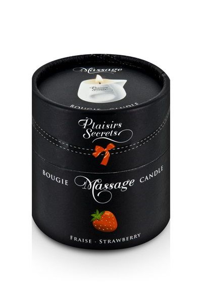 Массажная свеча с ароматом клубники Bougie de Massage Gourmande Fraise - 80 мл. - Plaisir Secret - купить с доставкой в Камышине