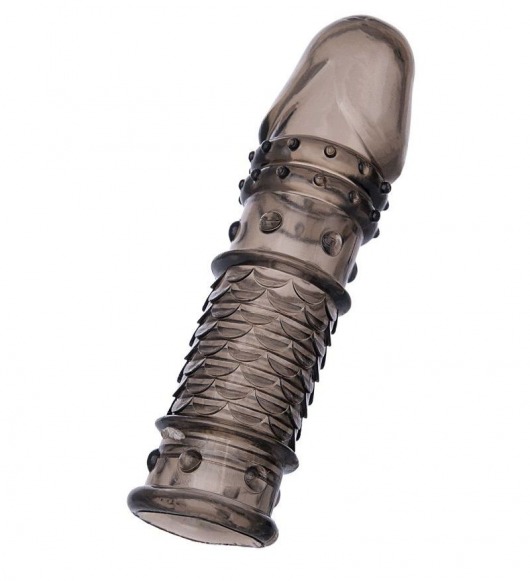 Дымчатая закрытая насадка ToyFa XLover с чешуйками и пупырышками - 13,5 см. - ToyFa - в Камышине купить с доставкой