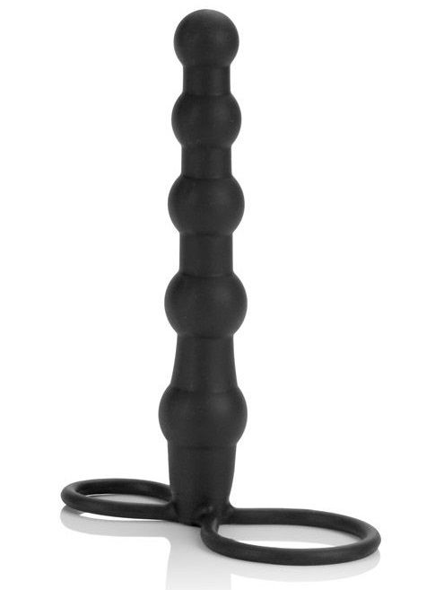 Насадка на пенис для двойного проникновения Silicone Beaded Double Rider - 14 см. - California Exotic Novelties - в Камышине купить с доставкой