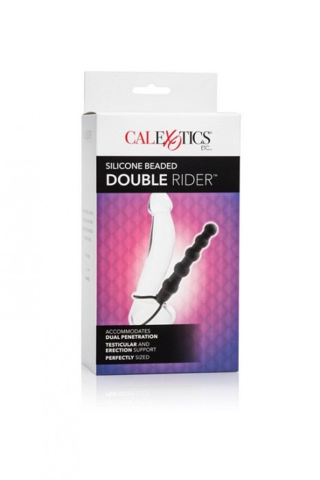 Насадка на пенис для двойного проникновения Silicone Beaded Double Rider - 14 см. - California Exotic Novelties - в Камышине купить с доставкой