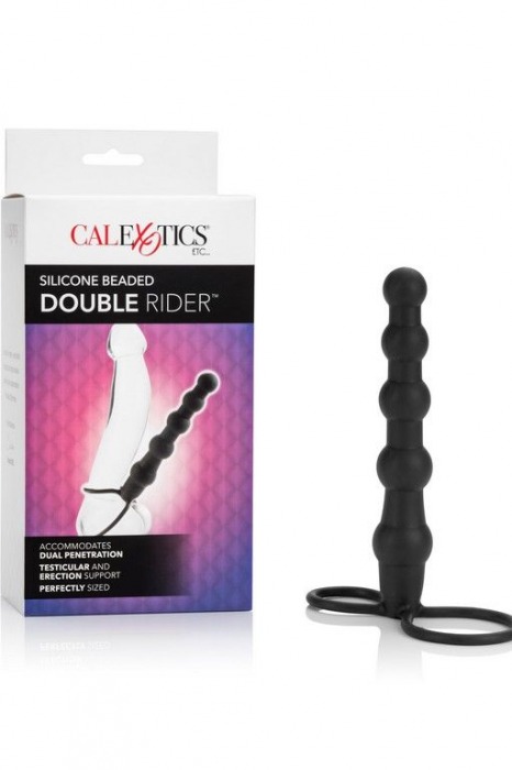 Насадка на пенис для двойного проникновения Silicone Beaded Double Rider - 14 см. - California Exotic Novelties - в Камышине купить с доставкой