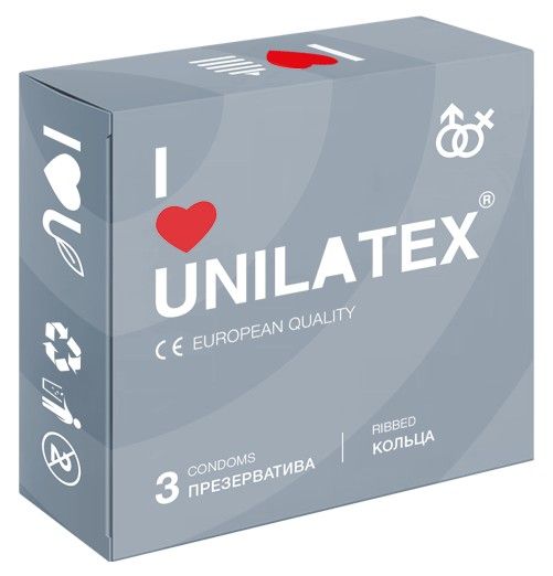 Презервативы с рёбрами Unilatex Ribbed - 3 шт. - Unilatex - купить с доставкой в Камышине