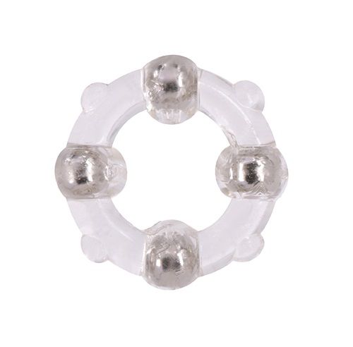 Эрекционное кольцо с 4 бусинами MENZSTUFF STUD RING CLEAR - Dream Toys - в Камышине купить с доставкой