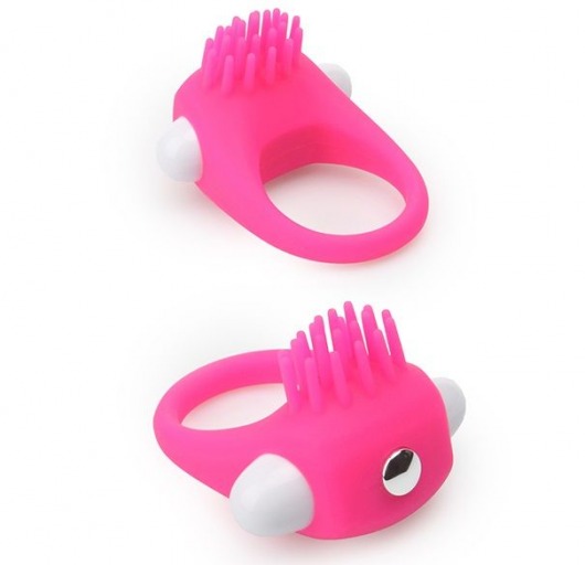 Розовое эрекционное кольцо с щеточкой LIT-UP SILICONE STIMU RING 5 - Dream Toys - в Камышине купить с доставкой