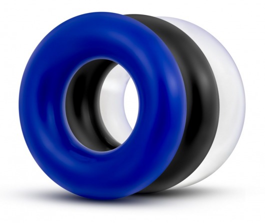 Набор из 3 разноцветных колец Stay Hard Donut Rings - Blush Novelties - в Камышине купить с доставкой