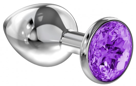 Малая серебристая анальная пробка Diamond Purple Sparkle Small с фиолетовым кристаллом - 7 см. - Lola Games - купить с доставкой в Камышине