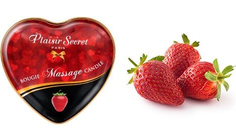 Массажная свеча с ароматом клубники Bougie Massage Candle - 35 мл. - Plaisir Secret - купить с доставкой в Камышине