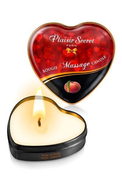 Массажная свеча с ароматом персика Bougie Massage Candle - 35 мл. - Plaisir Secret - купить с доставкой в Камышине