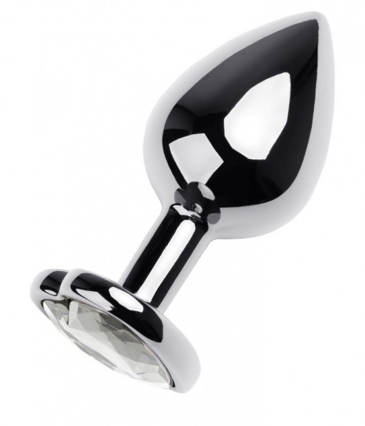 Серебристая анальная пробка с прозрачным кристаллом-сердцем - 8 см. - ToyFa - купить с доставкой в Камышине