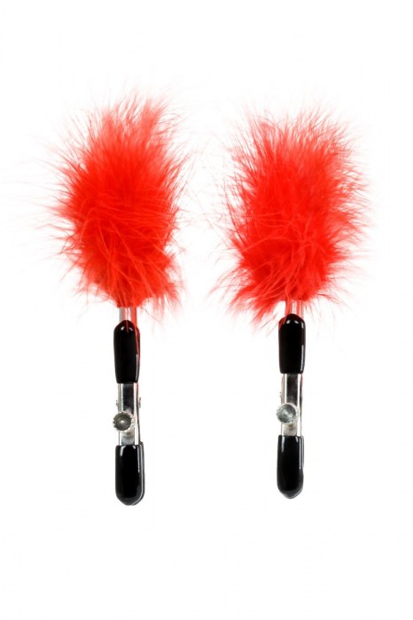Зажимы для сосков с красным пухом Theatre - ToyFa - купить с доставкой в Камышине