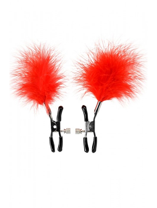 Зажимы для сосков с красным пухом Theatre - ToyFa - купить с доставкой в Камышине