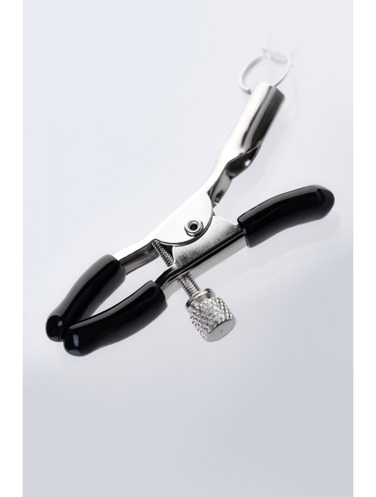 Серебристо-чёрные зажимы для сосков с кольцом для пениса TOYFA Metal - ToyFa - купить с доставкой в Камышине