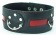 Чёрный кожаный ошейник с красной полосой и кольцами - БДСМ Арсенал - купить с доставкой в Камышине
